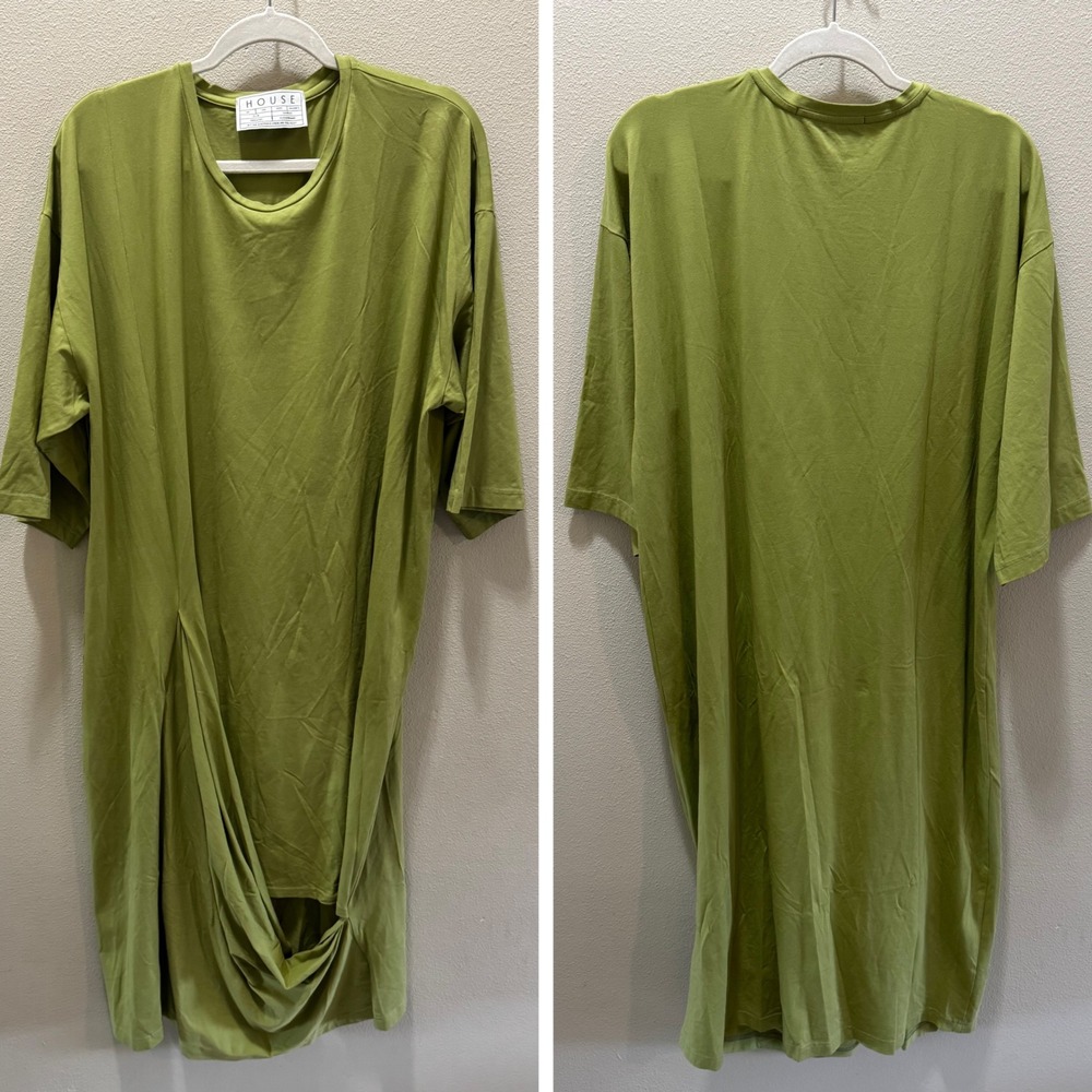 HOUSE of VERY ISLANDS Oversized Tunic Dress Green Organic Cotton‎ Small (1340)